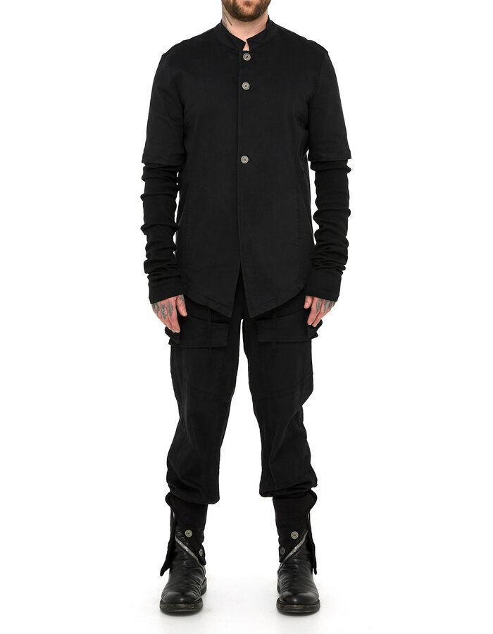 LA HAINE INSIDE US STRETCH COTTON JACKET WITH REMOVEABLE RIB SLEEVE