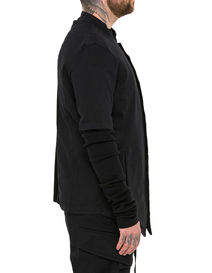 LA HAINE INSIDE US STRETCH COTTON JACKET WITH REMOVEABLE RIB SLEEVE