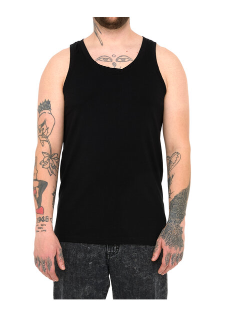LA HAINE INSIDE US FITTED COTTON TANK TOP - BLACK