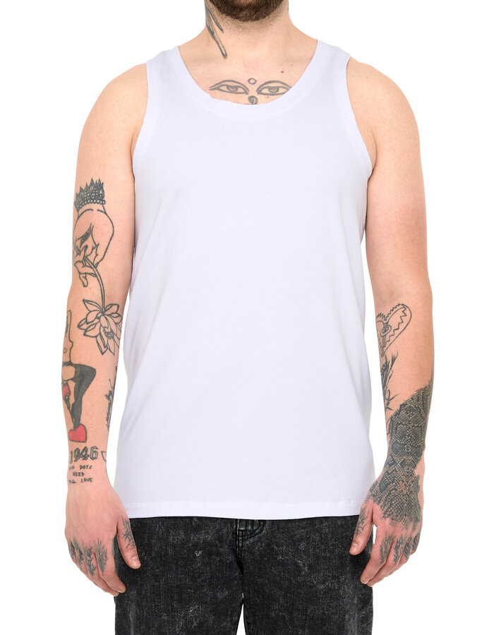 LA HAINE INSIDE US FITTED COTTON TANK TOP - WHITE