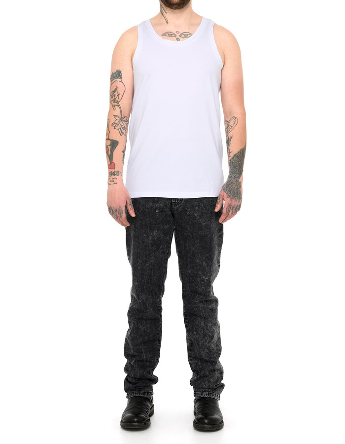 LA HAINE INSIDE US FITTED COTTON TANK TOP - WHITE