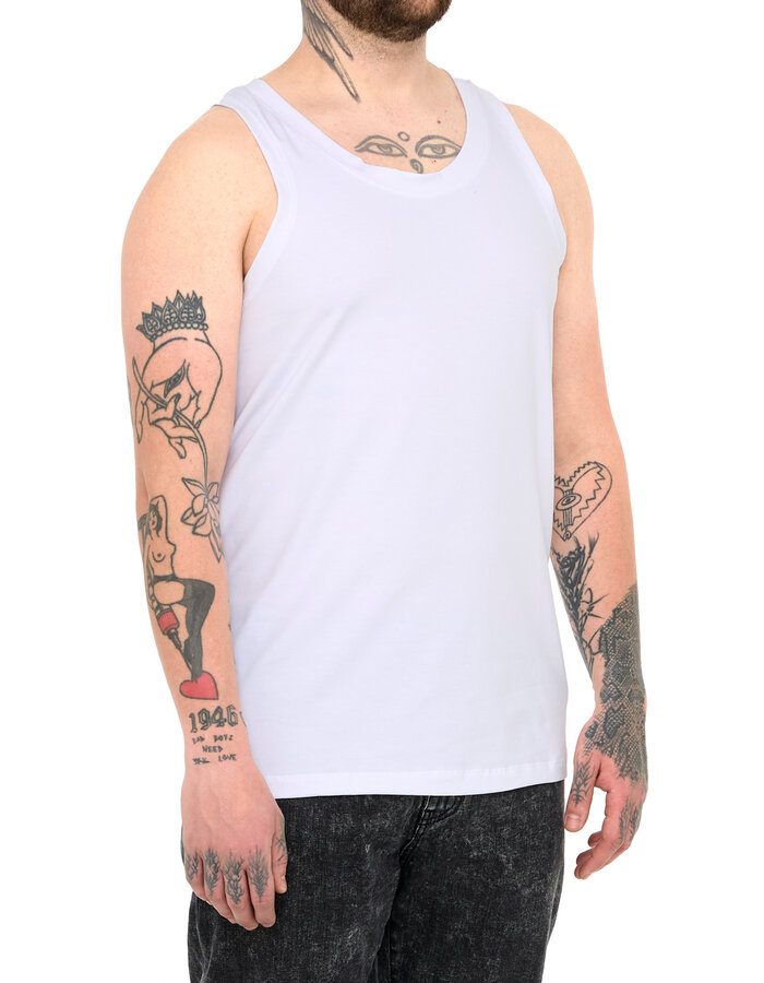 LA HAINE INSIDE US FITTED COTTON TANK TOP - WHITE