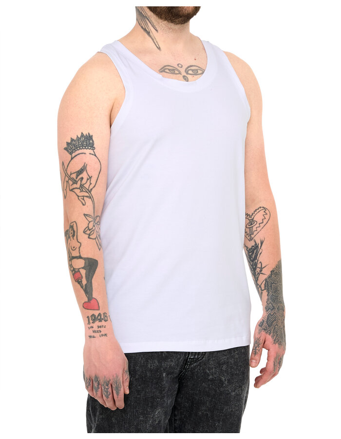 LA HAINE INSIDE US FITTED COTTON TANK TOP - WHITE