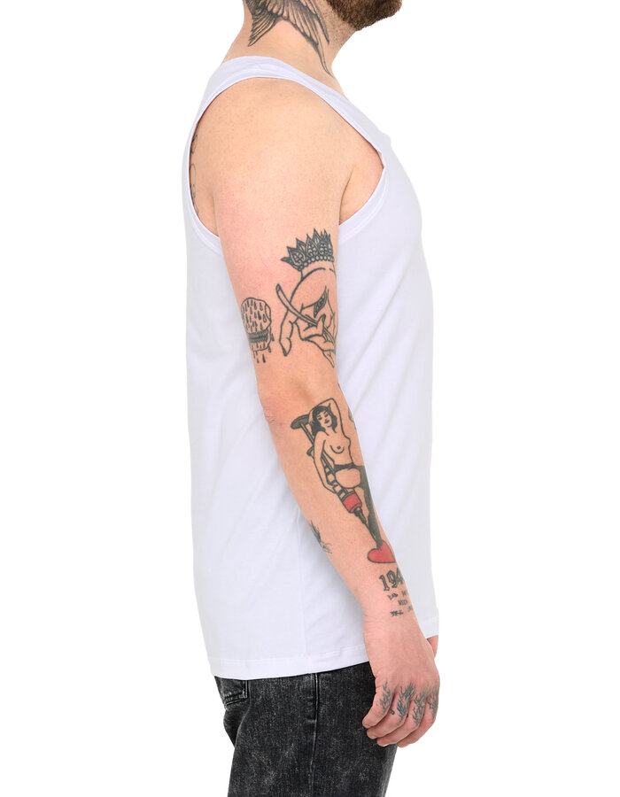 LA HAINE INSIDE US FITTED COTTON TANK TOP - WHITE