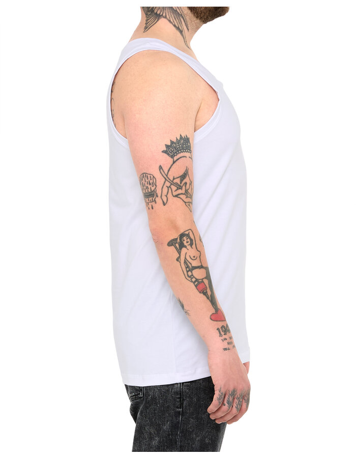 LA HAINE INSIDE US FITTED COTTON TANK TOP - WHITE