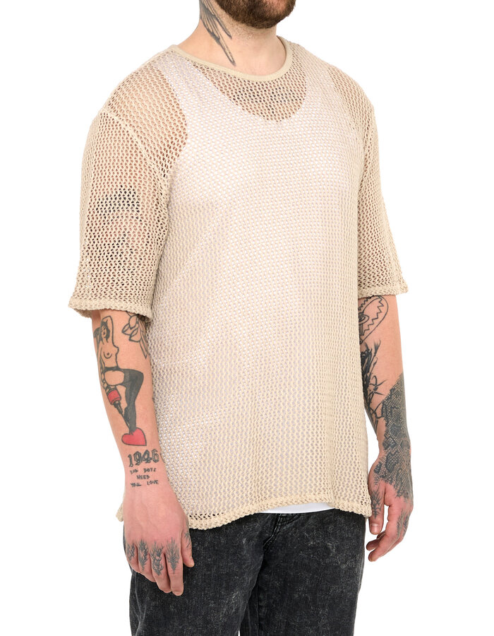LA HAINE INSIDE US NET T-SHIRT - BEIGE