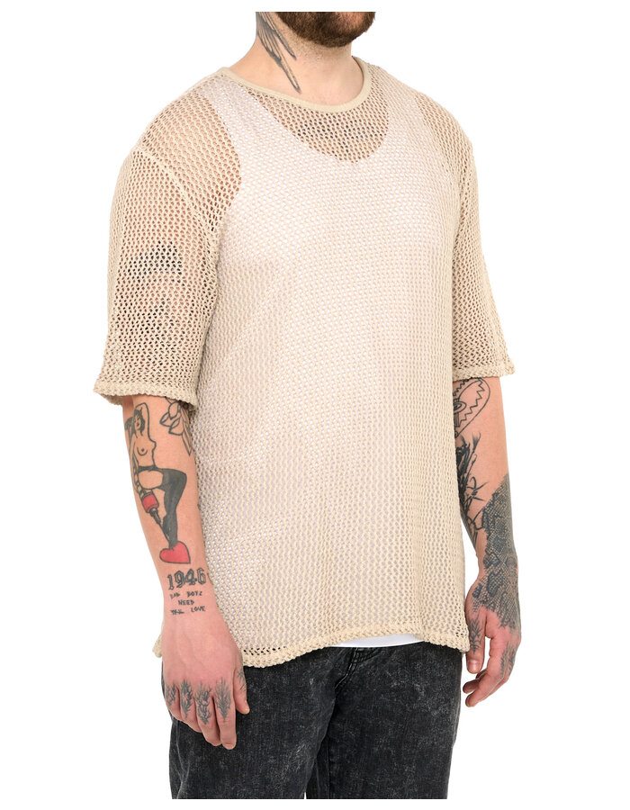 LA HAINE INSIDE US NET T-SHIRT - BEIGE