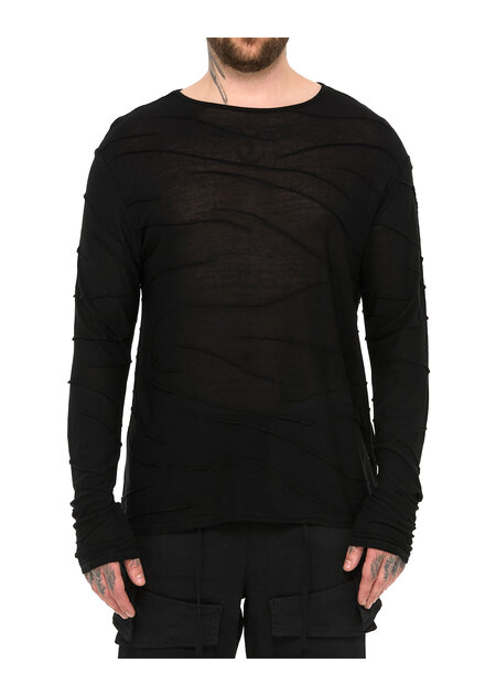 LA HAINE INSIDE US VISCOSE PLISSE DETAIL LONG SLEEVE - BLACK
