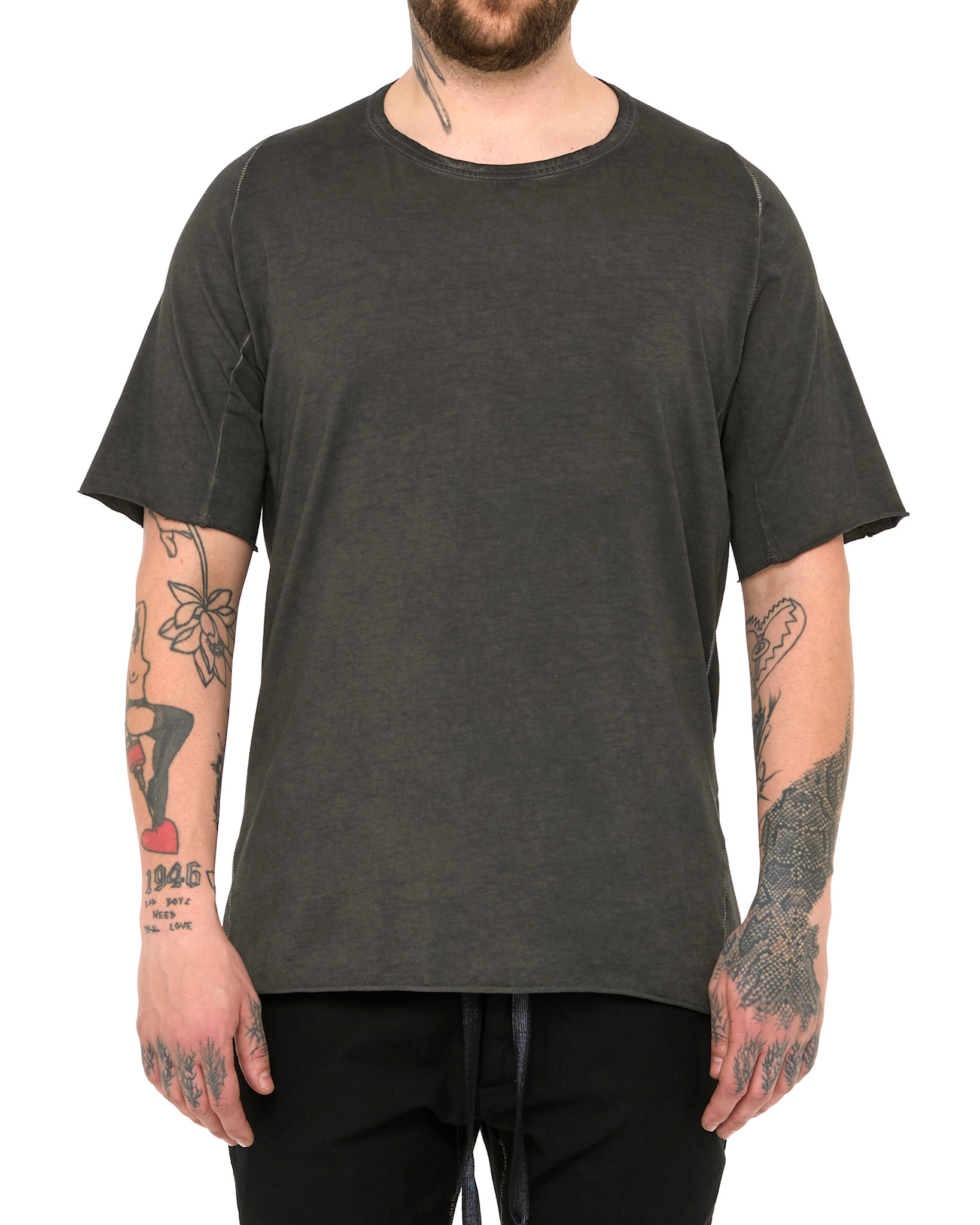 COTTON JERSEY ROYAL T-SHIRT - LEAD