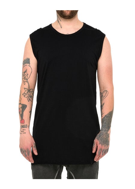 69 BY ISAAC SELLAM COTTON JERSEY DEBARDEUR CUT-OFF - BLACK