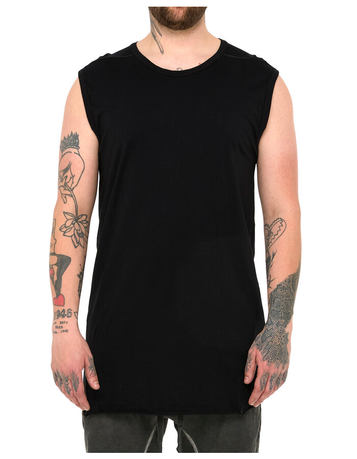 69 BY ISAAC SELLAM COTTON JERSEY DEBARDEUR CUT-OFF - BLACK