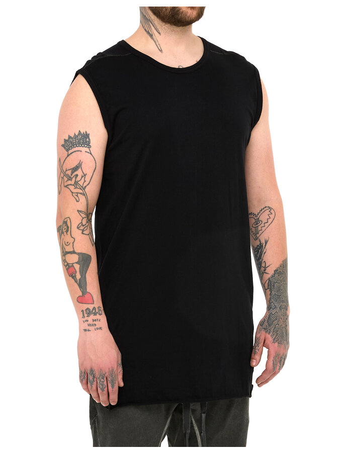 69 BY ISAAC SELLAM COTTON JERSEY DEBARDEUR CUT-OFF - BLACK