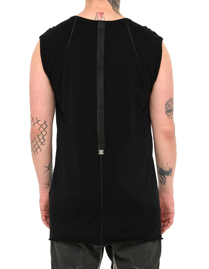 69 BY ISAAC SELLAM COTTON JERSEY DEBARDEUR CUT-OFF - BLACK