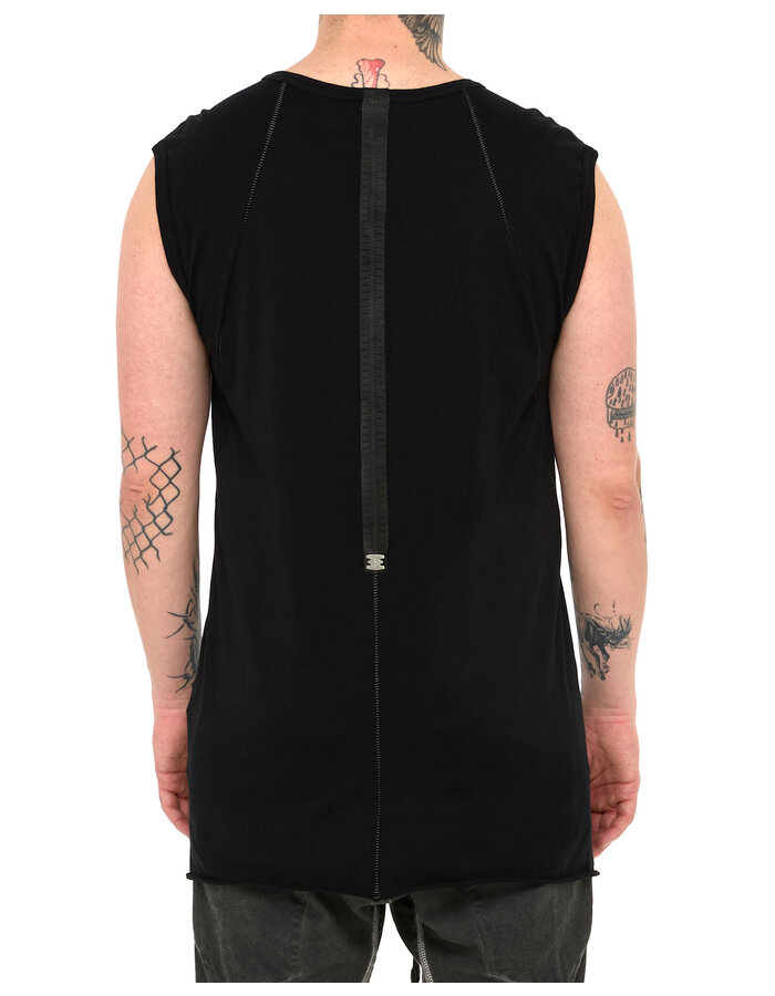 69 BY ISAAC SELLAM COTTON JERSEY DEBARDEUR CUT-OFF - BLACK