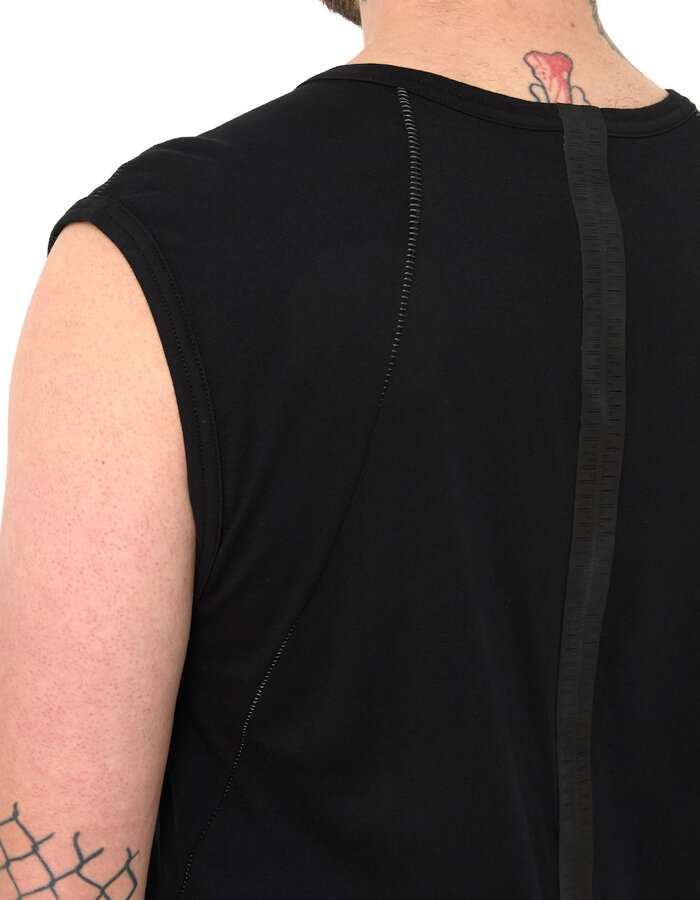 69 BY ISAAC SELLAM COTTON JERSEY DEBARDEUR CUT-OFF - BLACK
