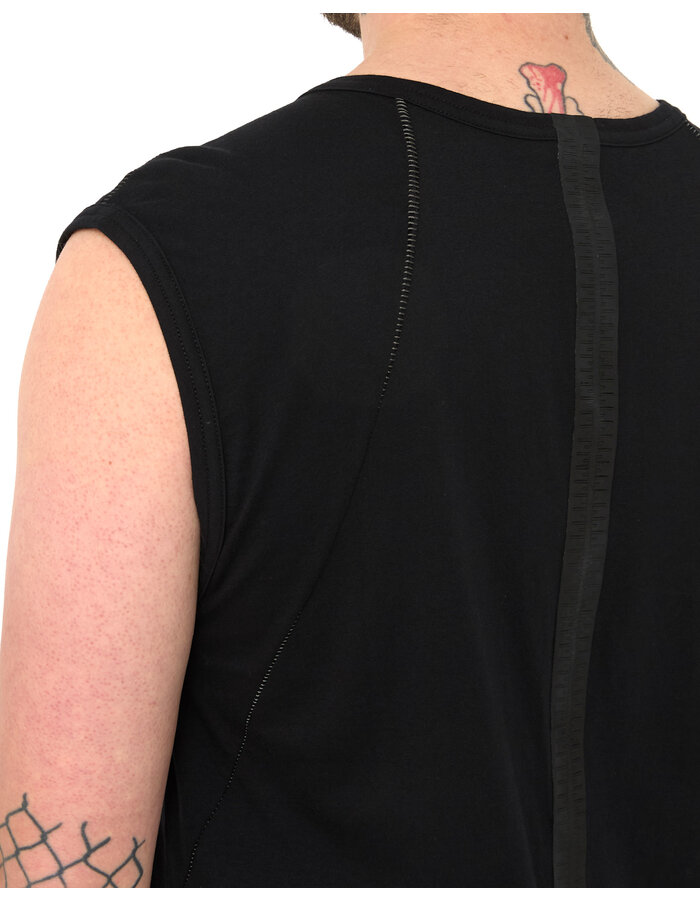 69 BY ISAAC SELLAM COTTON JERSEY DEBARDEUR CUT-OFF - BLACK