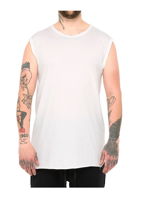 69 BY ISAAC SELLAM COTTON JERSEY DEBARDEUR CUT-OFF - WHITE