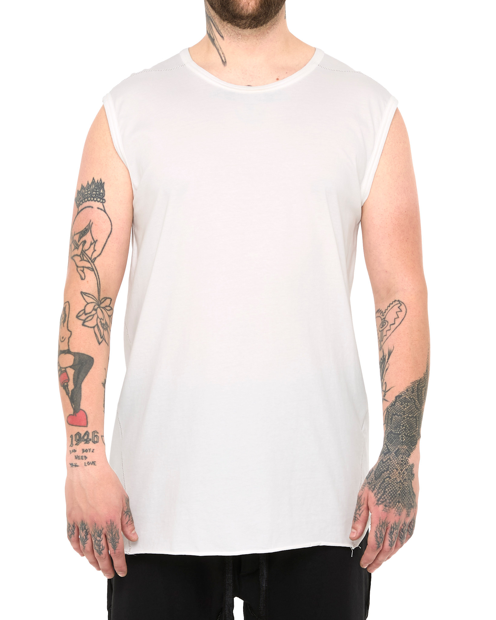 COTTON JERSEY DEBARDEUR CUT-OFF - WHITE