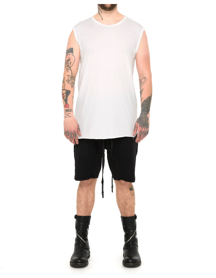 69 BY ISAAC SELLAM COTTON JERSEY DEBARDEUR CUT-OFF - WHITE