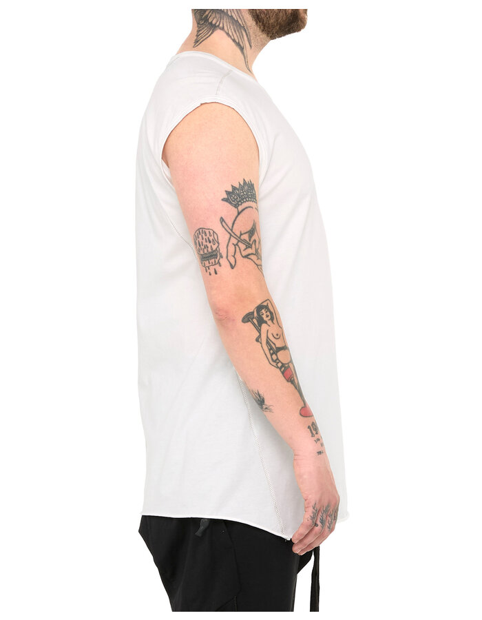 69 BY ISAAC SELLAM COTTON JERSEY DEBARDEUR CUT-OFF - WHITE