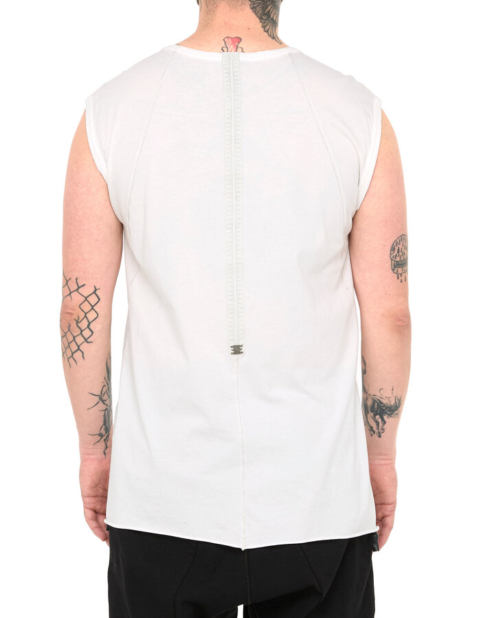 69 BY ISAAC SELLAM COTTON JERSEY DEBARDEUR CUT-OFF - WHITE