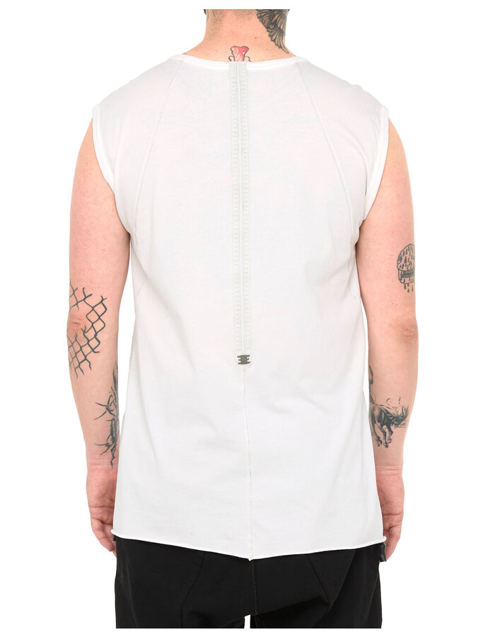 69 BY ISAAC SELLAM COTTON JERSEY DEBARDEUR CUT-OFF - WHITE