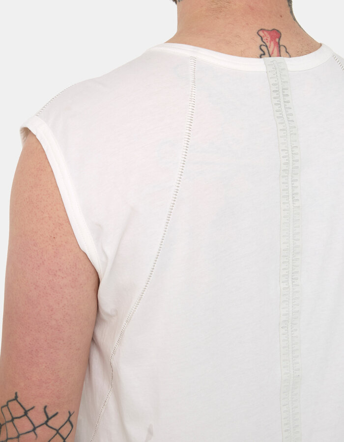 69 BY ISAAC SELLAM COTTON JERSEY DEBARDEUR CUT-OFF - WHITE