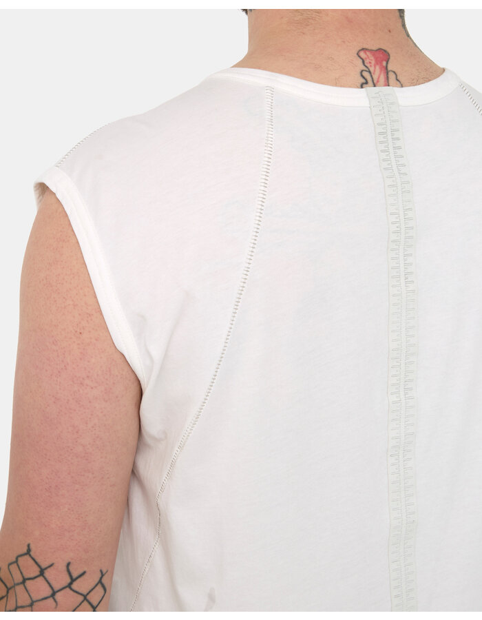 69 BY ISAAC SELLAM COTTON JERSEY DEBARDEUR CUT-OFF - WHITE