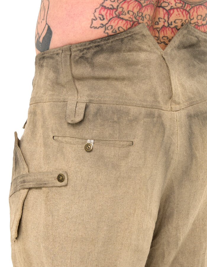 SANDRINE PHILIPPE CURVED CROPPED LINEN TROUSERS