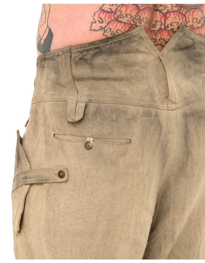 SANDRINE PHILIPPE CURVED CROPPED LINEN TROUSERS