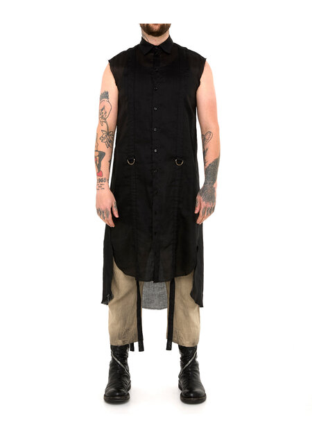 SANDRINE PHILIPPE ADJUSTABLE STRAP BUCKLE LONG SLEEVELESS SHIRT