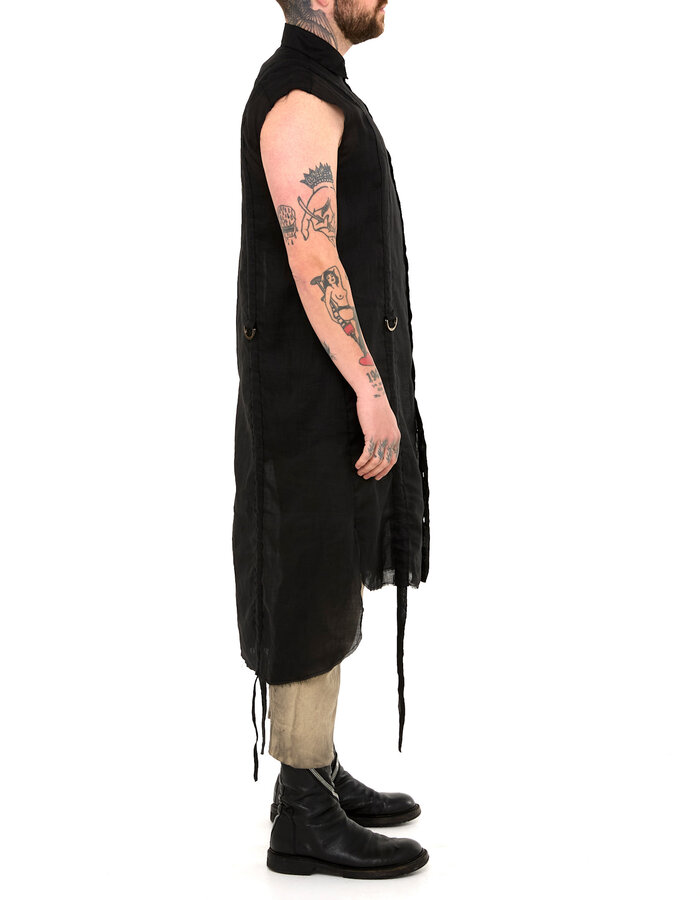 SANDRINE PHILIPPE ADJUSTABLE STRAP BUCKLE LONG SLEEVELESS SHIRT