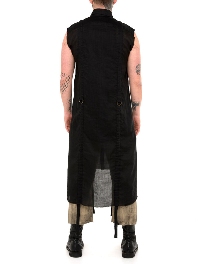 SANDRINE PHILIPPE ADJUSTABLE STRAP BUCKLE LONG SLEEVELESS SHIRT
