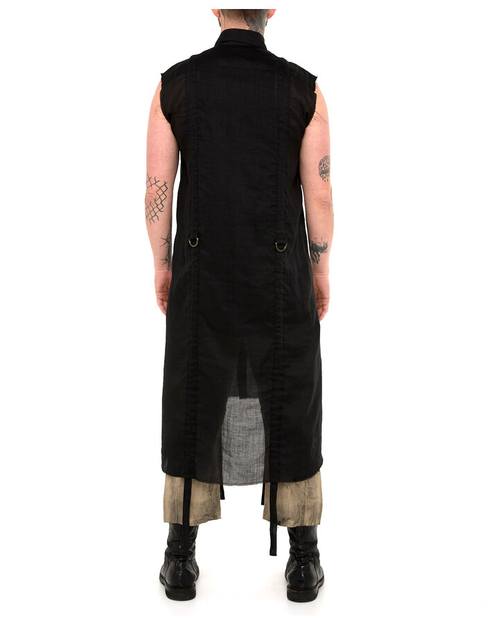 SANDRINE PHILIPPE ADJUSTABLE STRAP BUCKLE LONG SLEEVELESS SHIRT