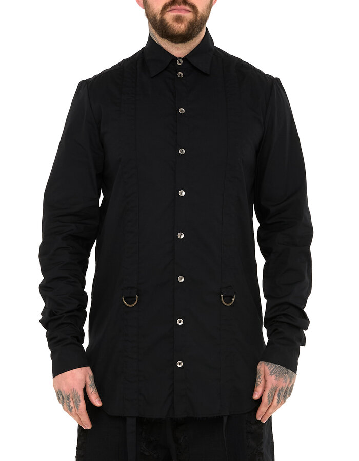 SANDRINE PHILIPPE ADJUSTABLE STRAP BUCKLE SHIRT - BLACK