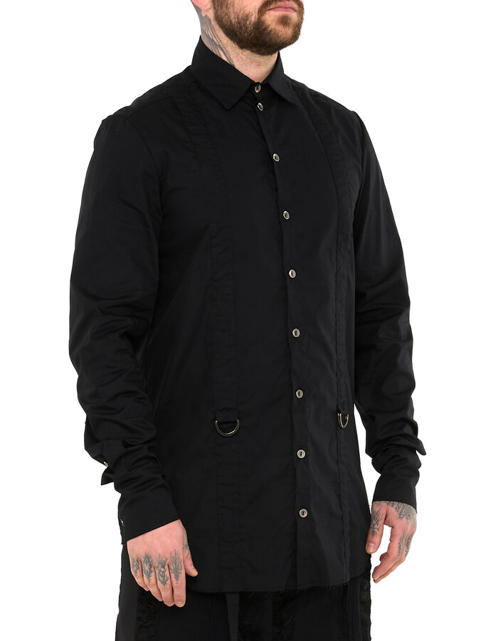 SANDRINE PHILIPPE ADJUSTABLE STRAP BUCKLE SHIRT - BLACK