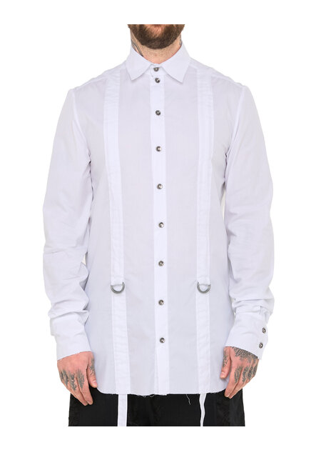 SANDRINE PHILIPPE ADJUSTABLE STRAP BUCKLE SHIRT - WHITE