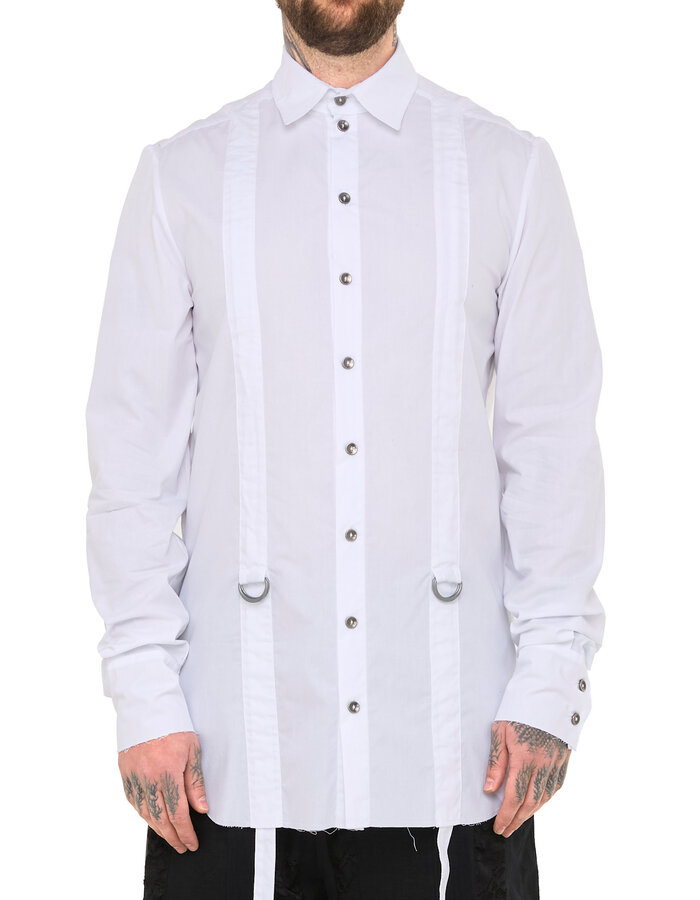 SANDRINE PHILIPPE ADJUSTABLE STRAP BUCKLE SHIRT - WHITE