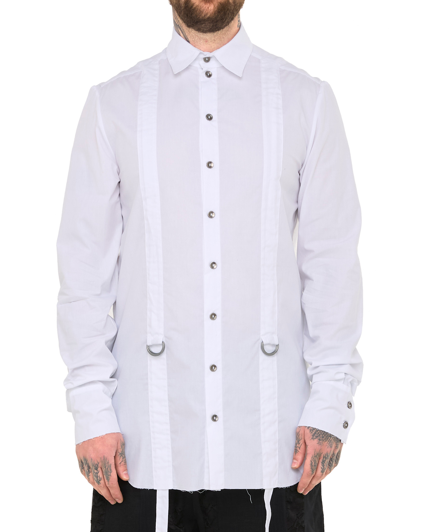 ADJUSTABLE STRAP BUCKLE SHIRT - WHITE