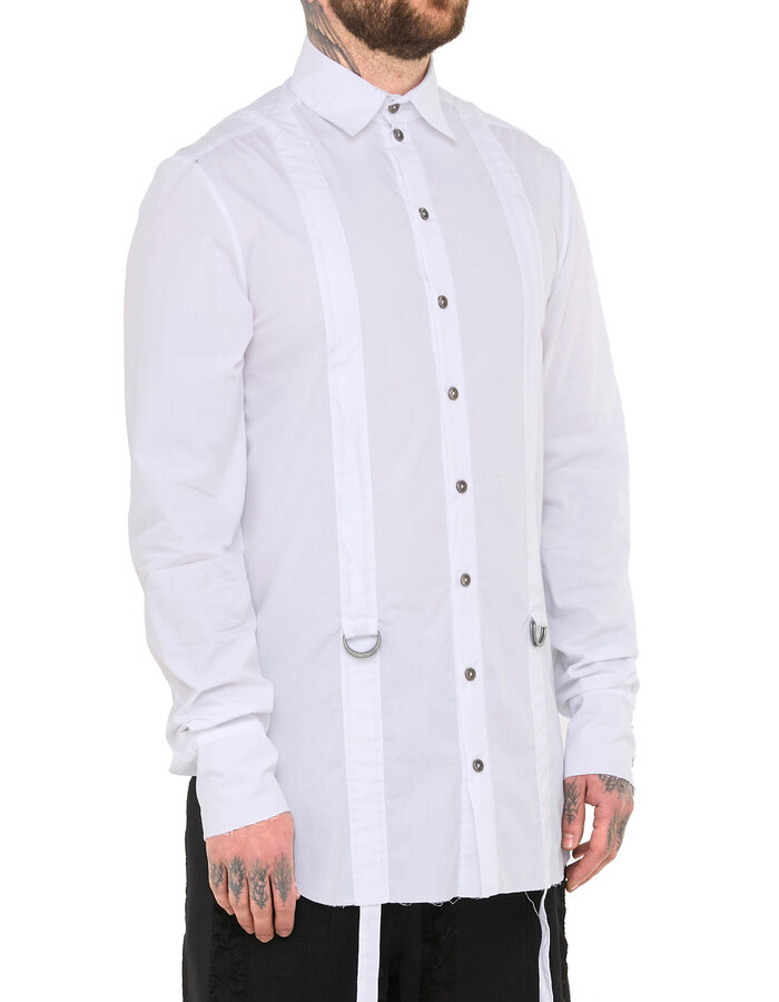 SANDRINE PHILIPPE ADJUSTABLE STRAP BUCKLE SHIRT - WHITE