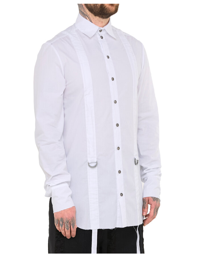 SANDRINE PHILIPPE ADJUSTABLE STRAP BUCKLE SHIRT - WHITE