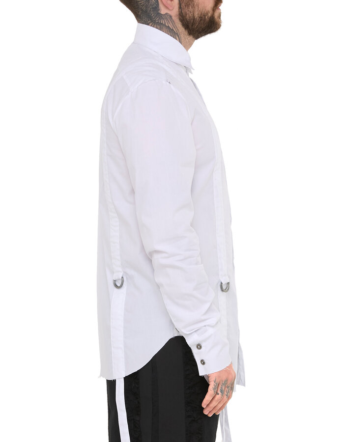 SANDRINE PHILIPPE ADJUSTABLE STRAP BUCKLE SHIRT - WHITE