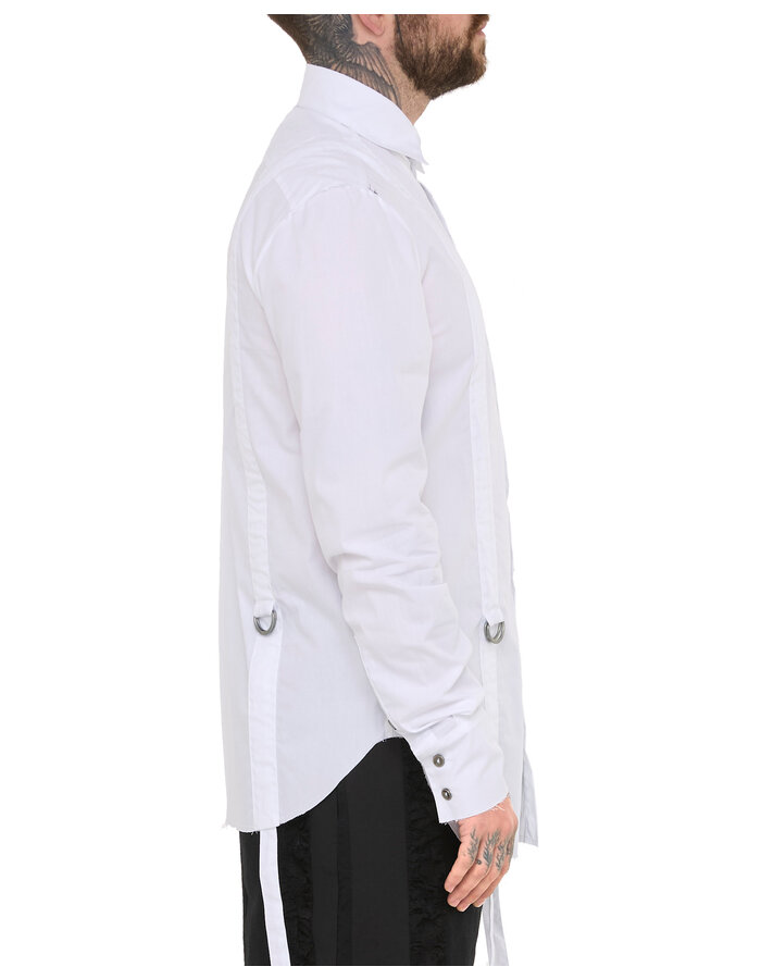 SANDRINE PHILIPPE ADJUSTABLE STRAP BUCKLE SHIRT - WHITE