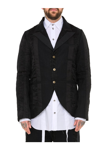 SANDRINE PHILIPPE MULTI FABRIC PEAK LAPEL BLAZER