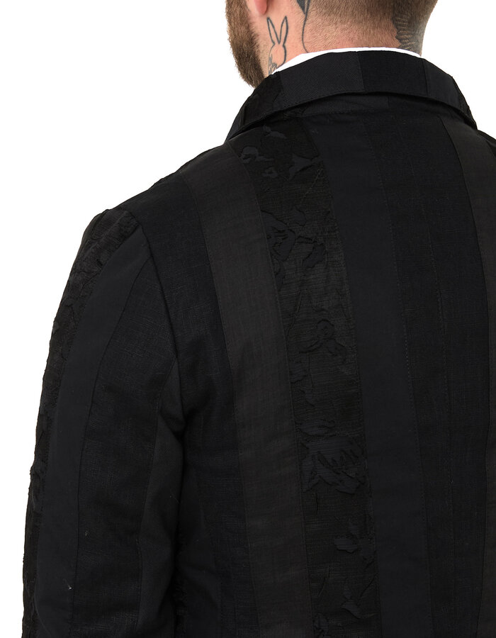 SANDRINE PHILIPPE MULTI FABRIC PEAK LAPEL BLAZER