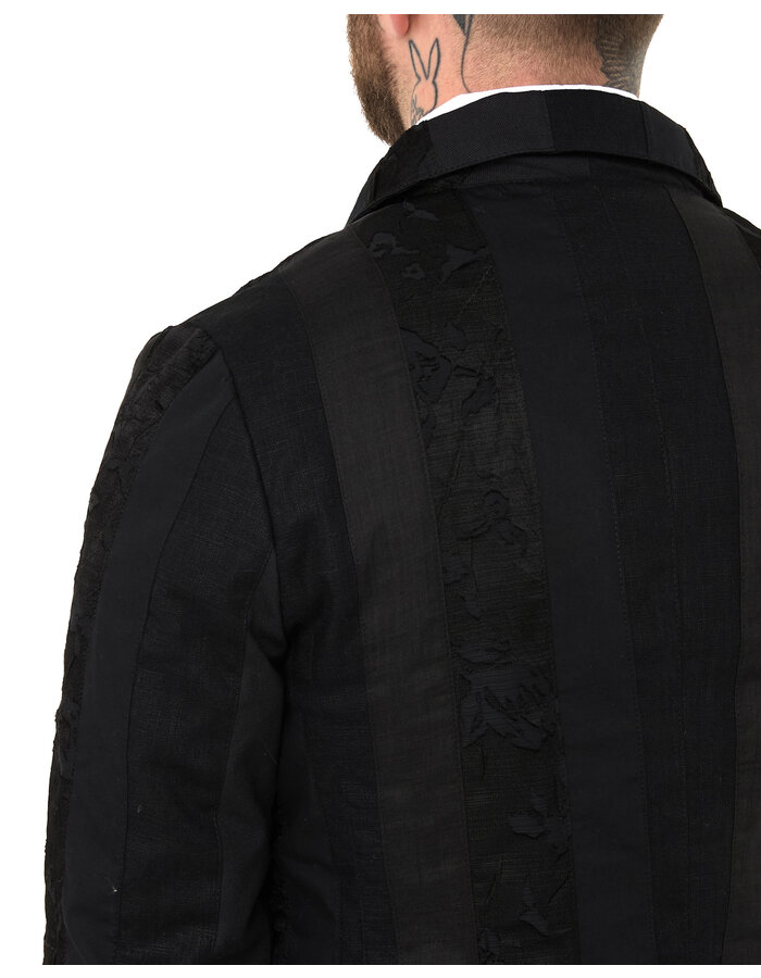 SANDRINE PHILIPPE MULTI FABRIC PEAK LAPEL BLAZER