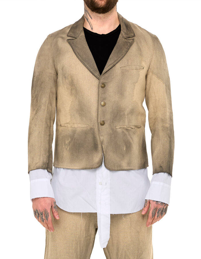 SANDRINE PHILIPPE LINEN BLAZER WITH INTEGRATED SHIRT