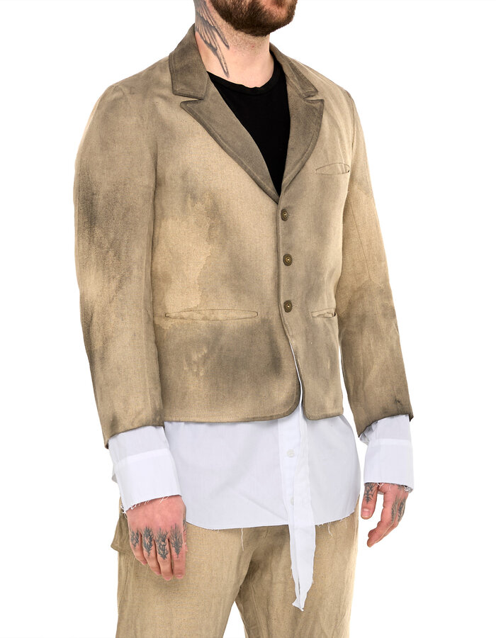 SANDRINE PHILIPPE LINEN BLAZER WITH INTEGRATED SHIRT