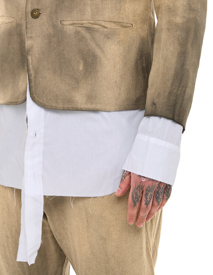 SANDRINE PHILIPPE LINEN BLAZER WITH INTEGRATED SHIRT