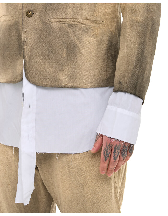 SANDRINE PHILIPPE LINEN BLAZER WITH INTEGRATED SHIRT